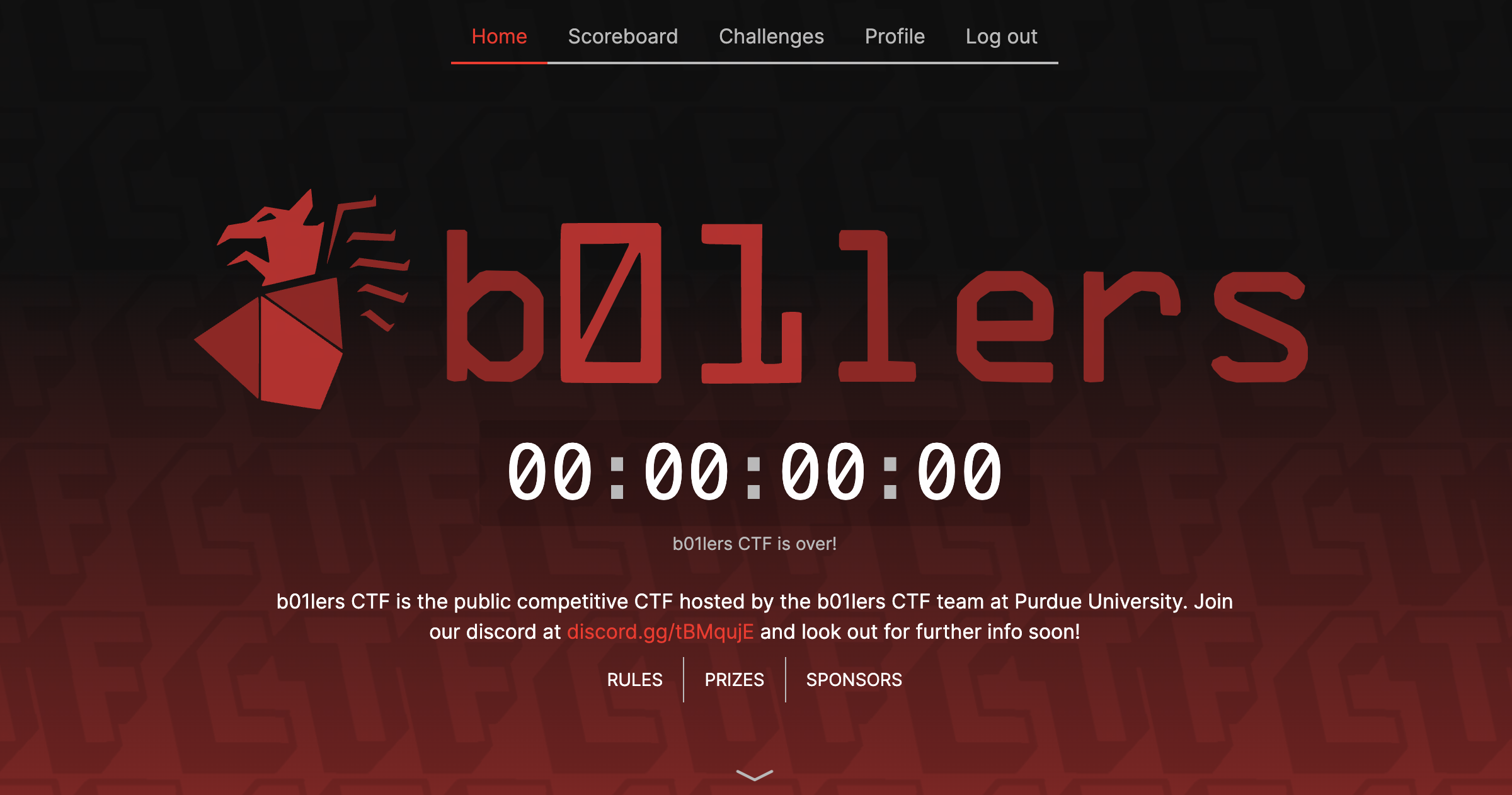 b01lers CTF 2024 home page.